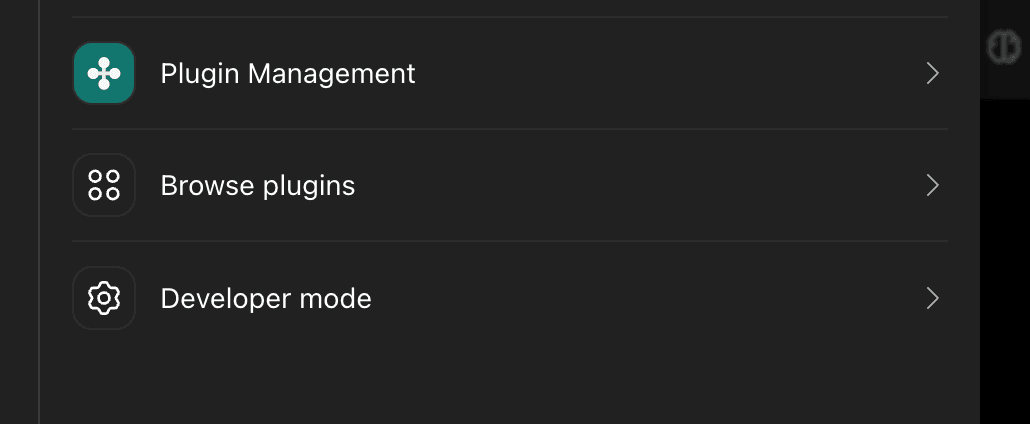 ChatGPT Plugins settings showing the Developer mode option.